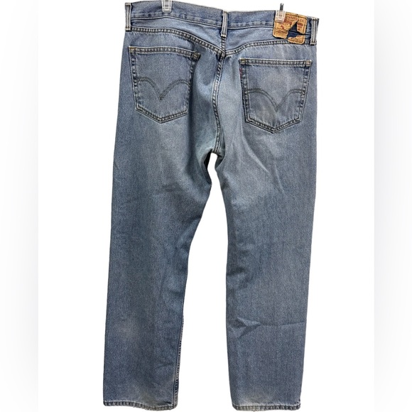 Levis 505 Straight Fit Denim Light Wash Blue Jeans Mens 36 x 32 - Picture 2 of 7